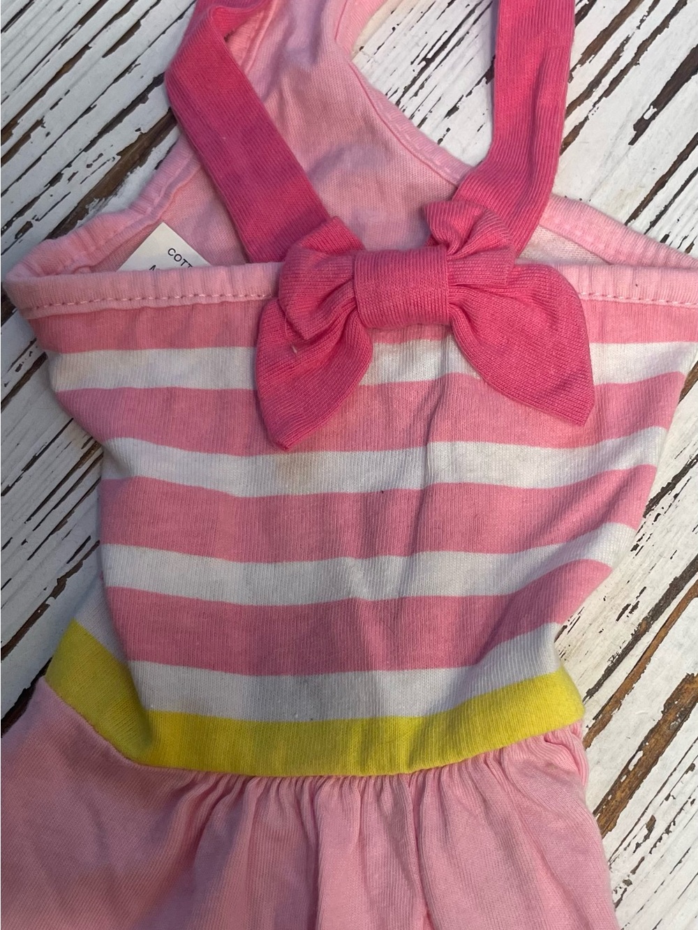 Pink & White Striped Dog Dress with Yellow Accent small